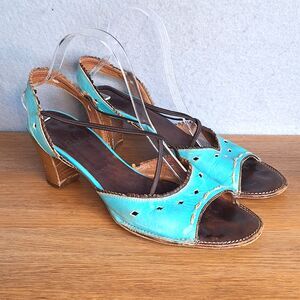 Alberto Fermani Criss Cross Sandals Women’s EU 41 US 10 Turquoise Blue Leather